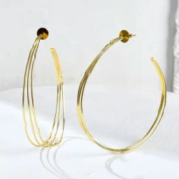 Voylla Gold Voyage Golden Swing Hoop Earrings-picture-34