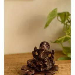 eCraftIndia Metal Lord Ganesha on Flower - Brown-30