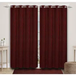 Saral Home Maroon Chenille Grommet Long Door Curtains Set of - 2-13