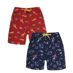 Plum Tree Kids Navy & Red Printed Shorts (Pack Of 2)-image-63