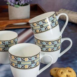 SONAKI Printed White Bone China Coffee Mug - Set of 6 (180ml)-image-12