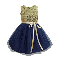 A.T.U.N. Girls Gold & Navy Embellished Dress-image-77