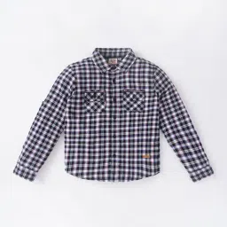 Ed-a-Mamma Kids Black & Red Cotton Chequered Full Sleeves Shirt-16