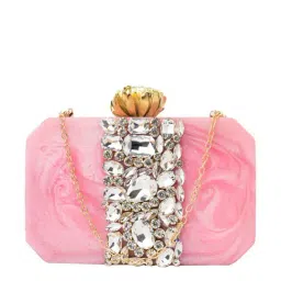 NR by Nidhi Rathi Pink Metal Clutch-10