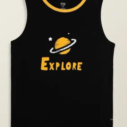 XY Life Kids Black & Yellow Cotton Printed Vests-image-38