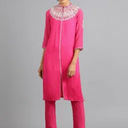 Wishful by W Pink Embroidered Straight Kurta-image-61