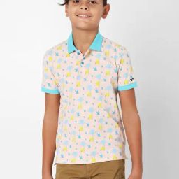 Gas Kids Pink & Blue Cotton Printed Polo T-Shirt-image-81