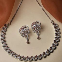 Zeneme Rhodium Plated AD Jewellery Set-3