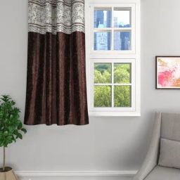 Romee Coffee Brown Jaquard Floral Curtains and Sheers-image-6