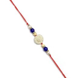 Karatcart Set of 3 Handmade Rudraksha and Kundan Rakhis for Brother with Roli & Chawal image 3