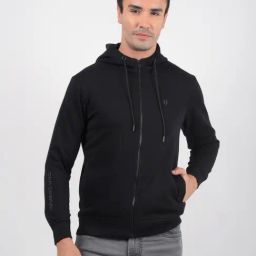Numero Uno Black Regular Fit Printed Hooded Sweatshirt-image-82