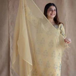 The Indian Ethnic Co Yellow Cotton Duppatta-10
