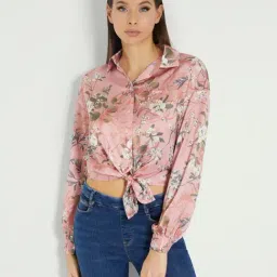 Guess Pink Floral Full Sleeves Shirt-image-17