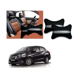Auto Pearl Black Silver Strip Car Neck Cushion/Neck Pillow Compatible with Honda Amaze Type 2-14