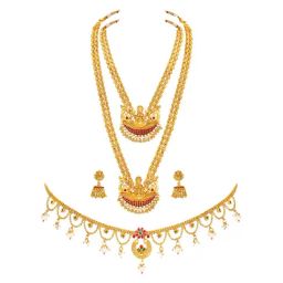 Peora Combo of Golden Bridal Jewellery Set with Waist Belt for Women-picture-32