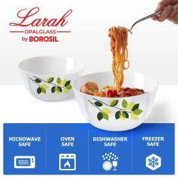 Larah by Borosil White Opalware Mixing & Serving Bowl with Lid - Set of 2 image 3