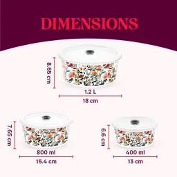 Larah by Borosil Multicolor Opalware Storage Bowls with Lids - Set of 3 image 3