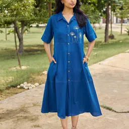 Sencei Embroidered Ruffled Empire Midi Dress-picture-45