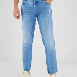 Spykar Blue Slim Fit Distressed Jeans-image-78