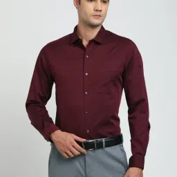 Turtle Maroon Cotton Slim Fit Shirt-picture-9