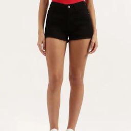 United Colors of Benetton Black High Rise Shorts-image-26