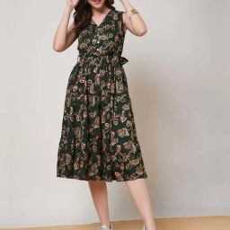 Globus Green Floral Printed Dress-image-47