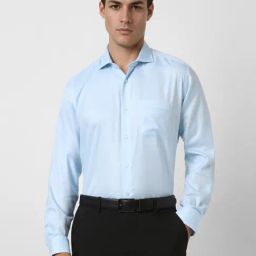 Van Heusen Blue Cotton Regular Fit Self Pattern Shirt-image-49