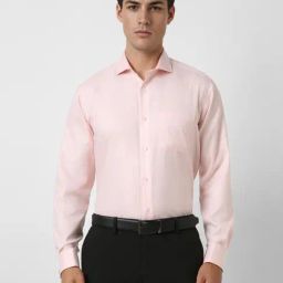 Van Heusen Peach Cotton Regular Fit Self Pattern Shirt-image-67