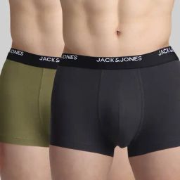 Jack & Jones Grey & Green Regular Fit Trunks - Pack Of 2-image-43