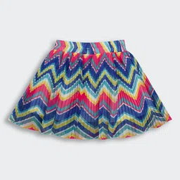 Tiny Girl Girls Chevron Printed Pleated Flared Knee Length Skirt-46