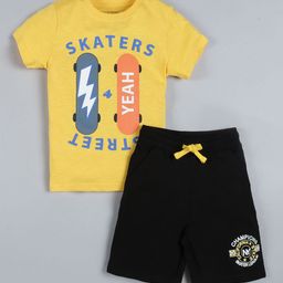 PLUM TREE Boys Printed Round Neck Pure Cotton T-shirt With Shorts-36