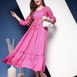 DAEVISH Floral Print Bell Sleeve Crepe Maxi Dress-image-19