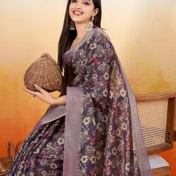 DIVASTRI Floral Printed Zari Banarasi Saree-image-69