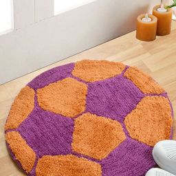 FINE TEX WORLD Brown & Red Patterned Microfibre Football Shaped Anti-Skid Doormat-6