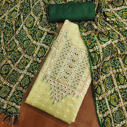HERE&NOW Floral Woven Design Sequinned Jacquard Unstitched Dress Material-image-103