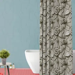 ArtzFolio Grey Floral Printed Waterproof Shower Curtain-image-43