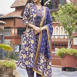 Colors of Earth Women Ethnic Motifs Embroidered Regular Kurta with Trousers & With Dupatta-picture-52