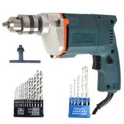 Tiger Electric Drill Machine with 13 HSS and 5 Masonry Drill Bit Set TGP10_13+5bit 300W 10 mm-22