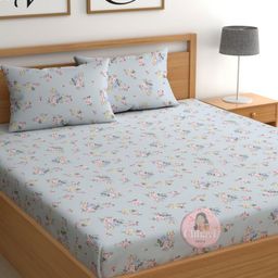 CHHAVI INDIA Blue & Pink Printed 210 TC Queen Bedsheet Set 2.50m x 2.25m-image-54