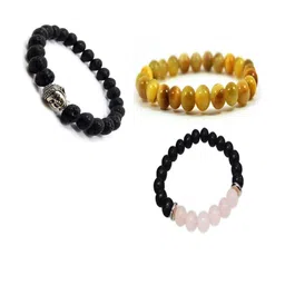 Divine souvenirs Unisex Set Of 3 Artficial Beaded Elasticated Bracelets-56