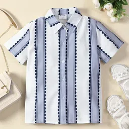 Kookie Kids Half Sleeve Striped Top - Blue-picture-26