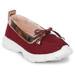 Toothless Slip On Style Solid Colour Casual Shoes with Bow Applique - Maroon-picture-7