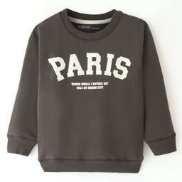 Doreme Cotton Terry Full Sleeves Sweatshirts Text Printed - Shark Grey-image-61