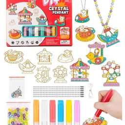 Fiddlerz DIY Crystal Paint Arts and Crafts Set DIY Crystal Pendant Kit-16