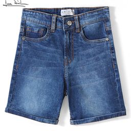 Arias Cotton Stretch Knee Length Solid Color Shorts - Blue-image-24