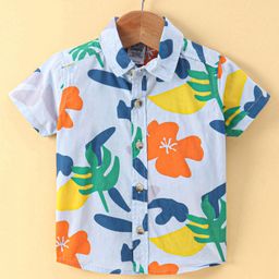 Simply Premium Cotton Half Sleeves Abstract Print - Sky Blue-image-6