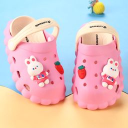 Cute Walk by Babyhug Clogs with Backstrap Bunny Applique - Pink-image-94