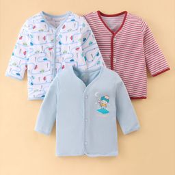 OHMS Single Jersey Knit Full Sleeves Striped & Cars Printed Set Of Vests Pack Of 3 - Multicolor-image-84