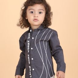 Polka Tots Cotton Full Sleeves Abstract Shirt  - Grey-image-61