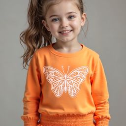 Babyhug Cotton Knit Full Sleeves Top With Butterfly Print & Smocking Detailing - Orange-image-21